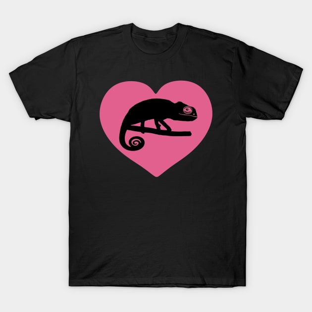 Pink Cute Chameleon Heart for Chameleon Lovers T-Shirt by Mochi Merch